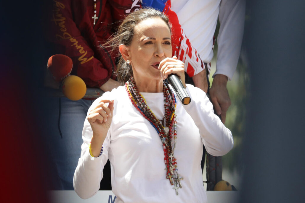 Fotografía de la líder opositora venezolana María Corina Machado. EFE/ Ronald Peña R.